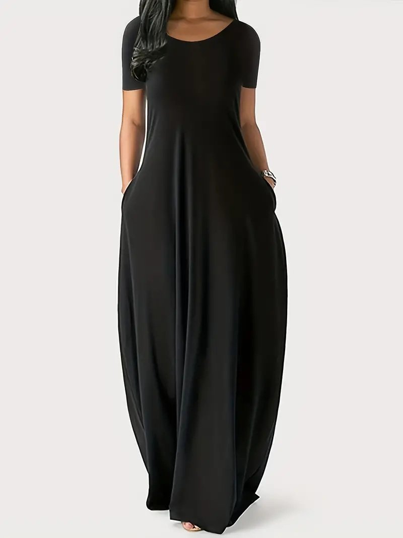 Short Sleeve Long Swing Dress